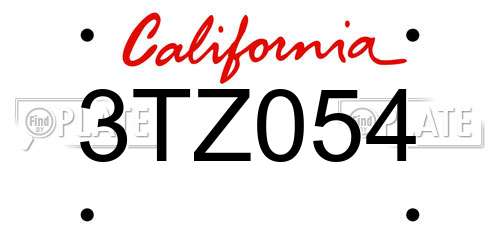 3TZ054 California License Plate