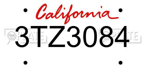 3TZ3084 California License Plate