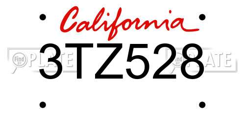 3TZ528 California License Plate