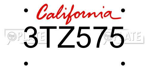 3TZ575 California License Plate