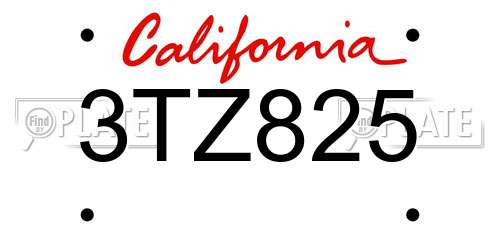 3TZ825 California License Plate