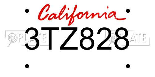 3TZ828 California License Plate