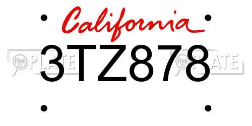 3TZ878 California License Plate