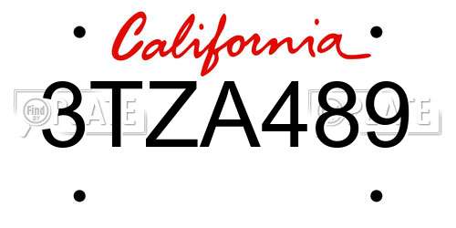 3TZA489 California License Plate