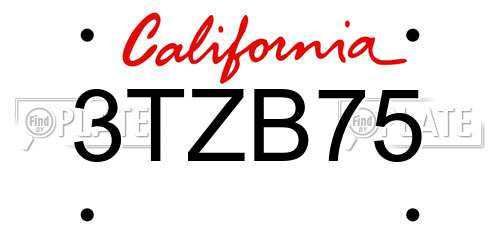 3TZB75 California License Plate