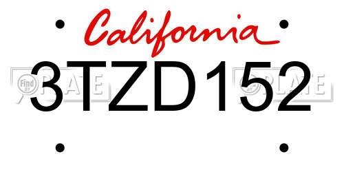 3TZD152 California License Plate