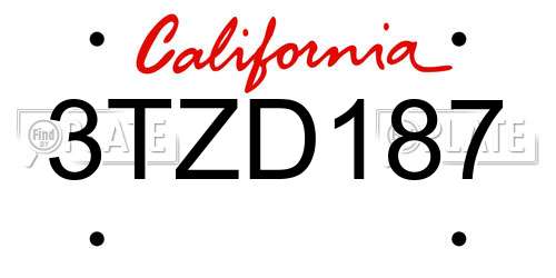 3TZD187 California License Plate
