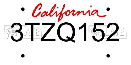 3TZQ152 California License Plate