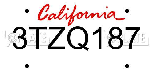 3TZQ187 California License Plate