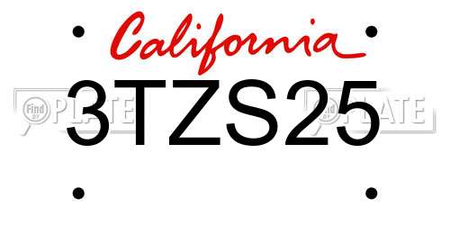 3TZS25 California License Plate