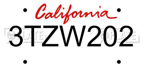 3TZW202 California License Plate