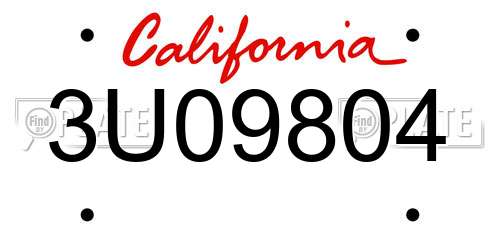 3U09804 California License Plate