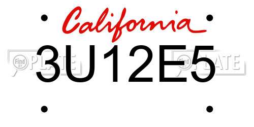 3U12E5 California License Plate