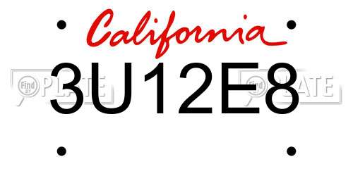 3U12E8 California License Plate