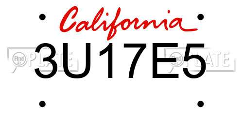 3U17E5 California License Plate