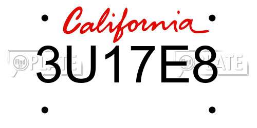 3U17E8 California License Plate