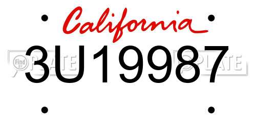 3U19987 California License Plate