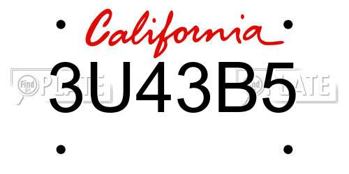 3U43B5 California License Plate