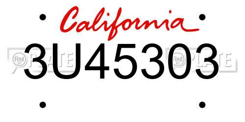 3U45303 California License Plate
