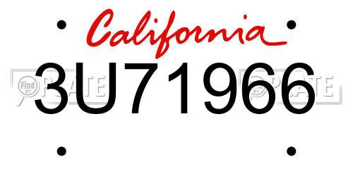 3U71966 California License Plate