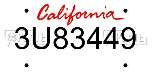 3U83449 California License Plate