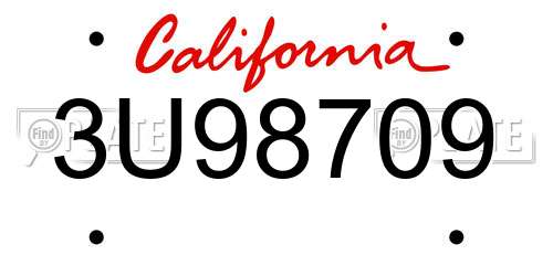 3U98709 California License Plate