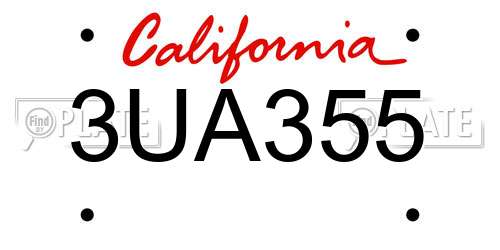 3UA355 California License Plate