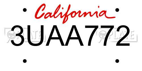 3UAA772 California License Plate
