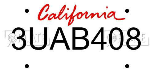 3UAB408 California License Plate