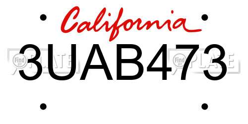 3UAB473 California License Plate