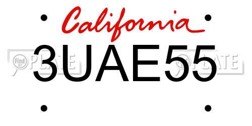 3UAE55 California License Plate