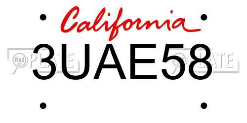 3UAE58 California License Plate