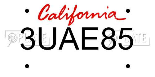 3UAE85 California License Plate