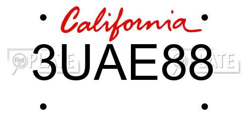 3UAE88 California License Plate