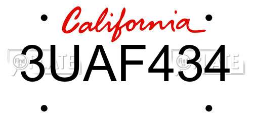 3UAF434 California License Plate