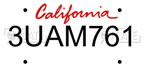 3UAM761 California License Plate