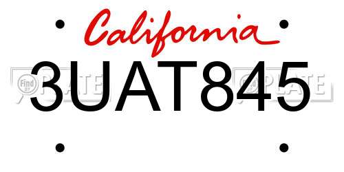 3UAT845 California License Plate
