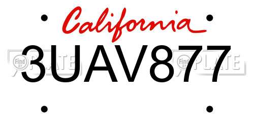 3UAV877 California License Plate