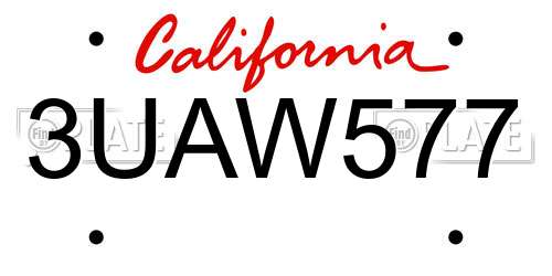 3UAW577 California License Plate