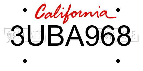 3UBA968 California License Plate