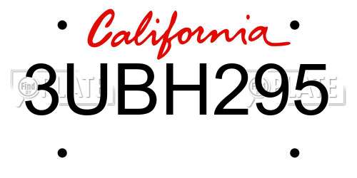 3UBH295 California License Plate