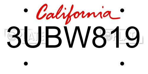 3UBW819 California License Plate
