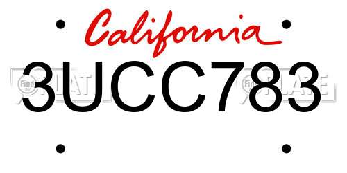 3UCC783 California License Plate