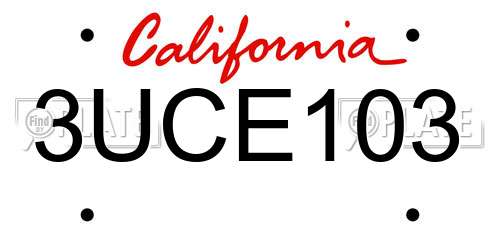 3UCE103 California License Plate
