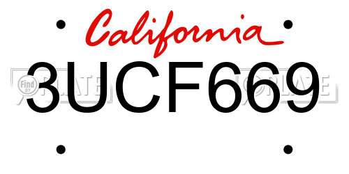 3UCF669 California License Plate