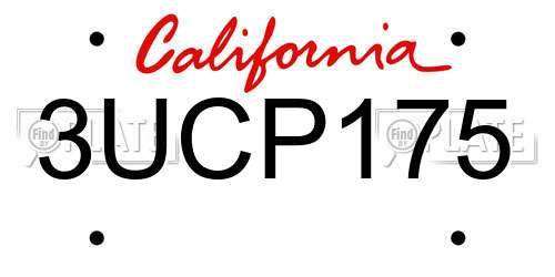 3UCP175 California License Plate