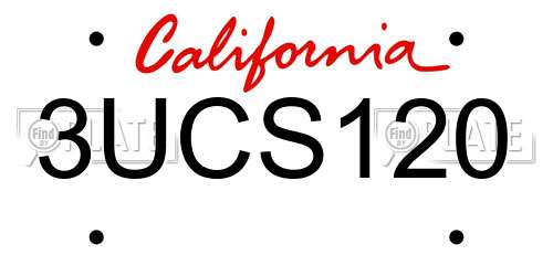 3UCS120 California License Plate
