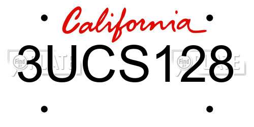 3UCS128 California License Plate