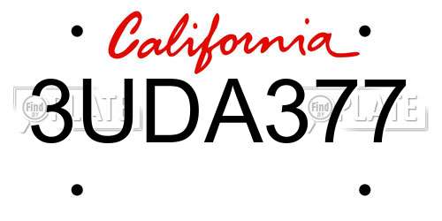 3UDA377 California License Plate