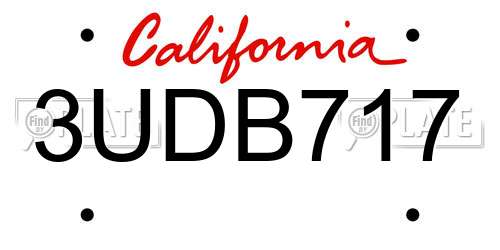 3UDB717 California License Plate